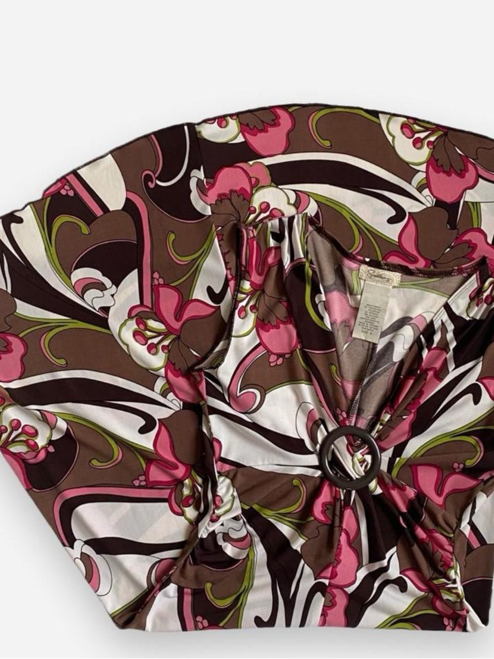 Vintage Y2K brown & pink sleeveless floral midi dress